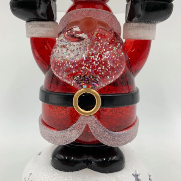 NWT Bath & Body Works Santa Pedestal Water Globe 3 Wick Candle Holder 8.5” - Picture 2 of 9